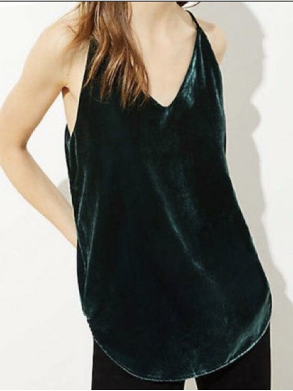 LOFT Dark Green Velvet V-Neck Cami